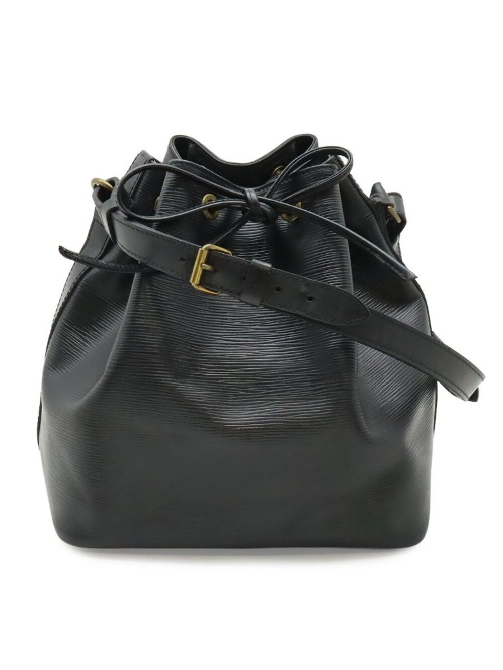 Louis Vuitton Epi Petit Noir Shoulder Bag Drawstring Black